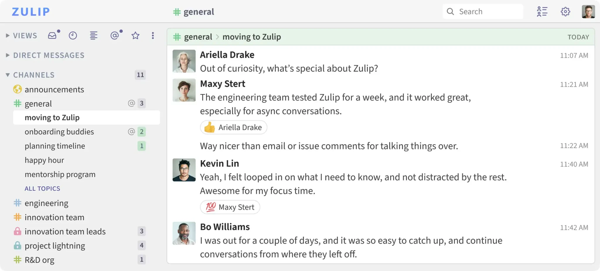 Zulip screenshot
