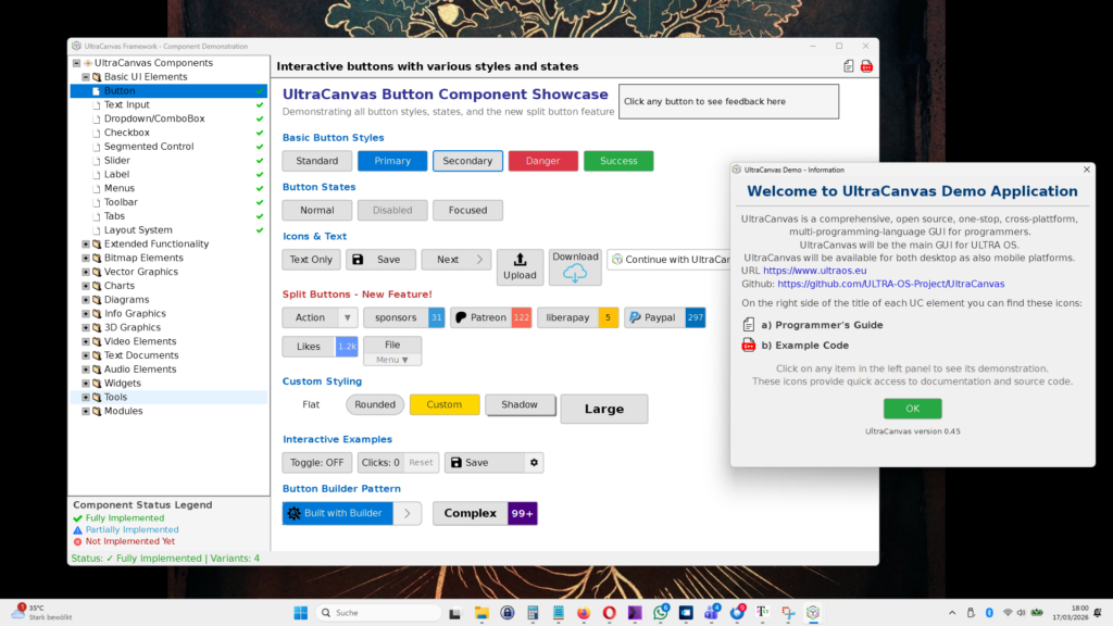 UltraCanvas demo for Windows